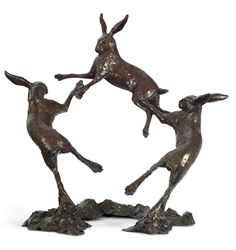 Moondance (Hares Large) by Michael Simpson - Bronze Sculpture sized 19x19 inches. Available from Whitewall Galleries